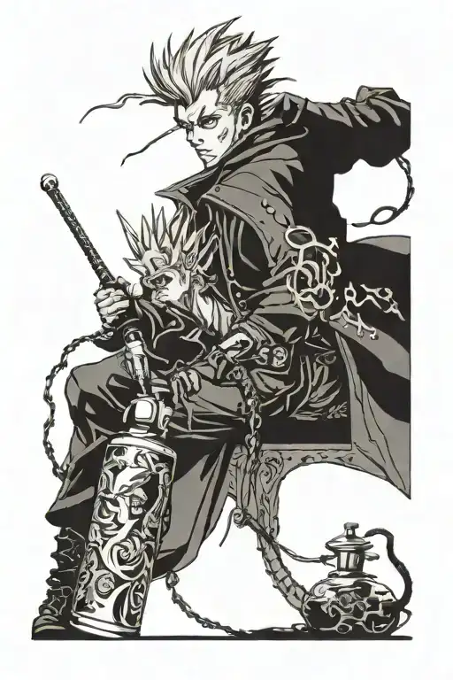 vash the stampede w tequila bottle tattoo design idea