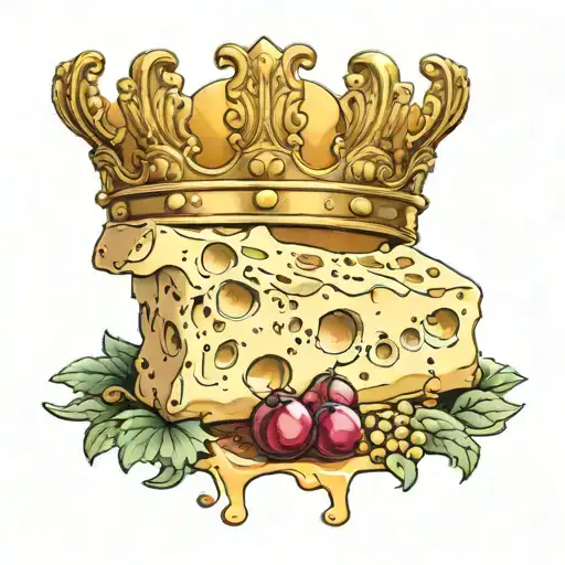 Cheese in D shape with crown tattoo design idea