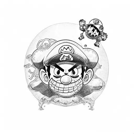 luffy and mario bros tattoo design idea