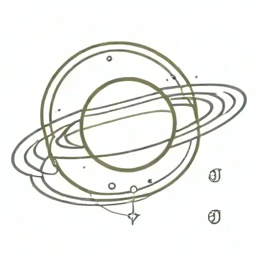 saturn planet with ring with letter j somewhere tattoo design idea