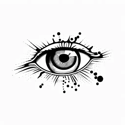 Blackwork "Bleeding Eye" Tattoo Idea BlackInk AI