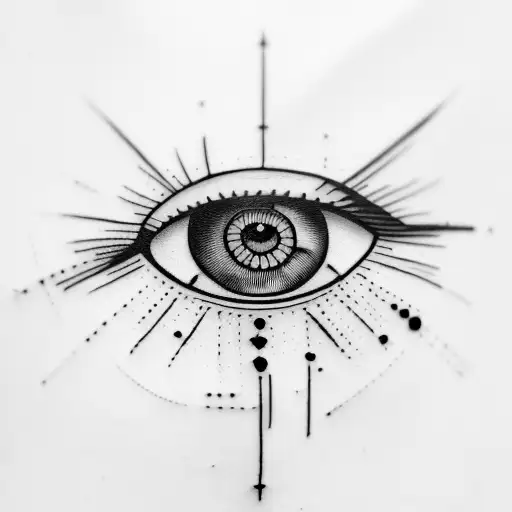 Blackwork "Bleeding Eye" Tattoo Idea BlackInk AI