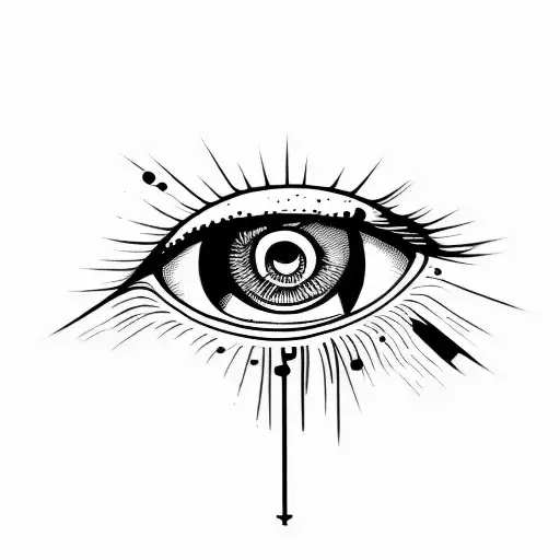 Blackwork "Bleeding Eye" Tattoo Idea BlackInk