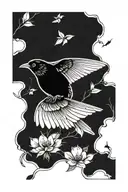 blackbird flying tattoo design idea