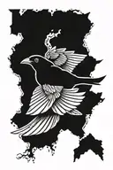 blackbird flying tattoo design idea