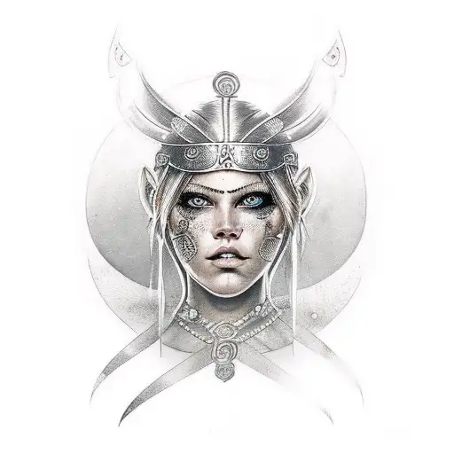 virgo woman goddess warrior viking tattoo design idea