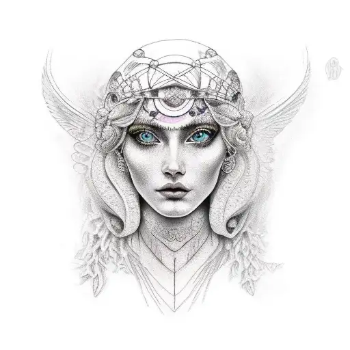 virgo woman goddess tattoo design idea