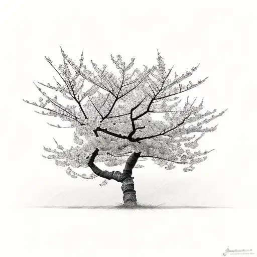 Cherry Blossom tree with "27/03/09" carved into it  tattoo design idea