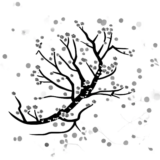 Cherry Blossom tree with "27/03/09" carved into it  tattoo design idea