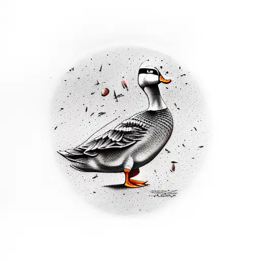 duck with cricket bat tattoo design idea