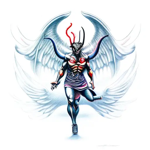 devil fighting angel tattoo design idea