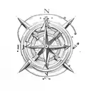 Anchor, two guns, compass, horseshoe tattoo design idea