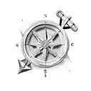 Anchor, two guns, compass, horseshoe tattoo design idea