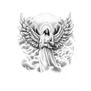 lords prayer with angel and clouds for half sleeve tattoo design idea