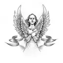 lords prayer with angel and clouds for half sleeve tattoo design idea