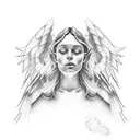 lords prayer with angel and clouds for half sleeve tattoo design idea