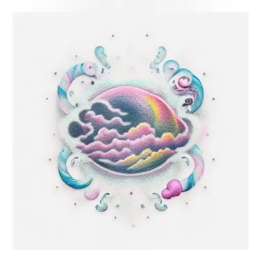 pink cloud tattoo design idea
