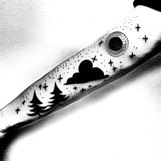 pink clouds tattoo design idea