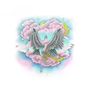 pink clouds tattoo design idea