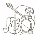 drum and guitar merging tattoo design idea