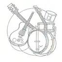 drum and guitar merging tattoo design idea