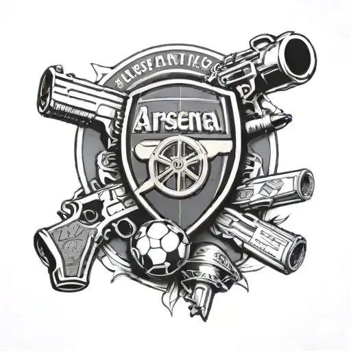 arsenal football club with guns and money  tattoo design idea