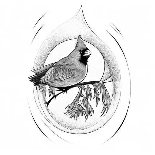 Cardinal with moon tattoo design idea