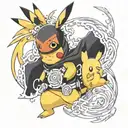 Pikachu in Naruto Tail Beast Aura tattoo design idea