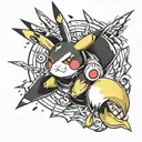Pikachu in Naruto Tail Beast Aura tattoo design idea