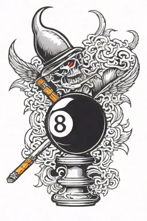 Marlboro reds cigarette with 8 ball   tattoo design idea