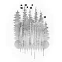 A music-themed tattoo combining piano keys, saxophone, and musical notes with elements of nature like trees and birds tattoo design idea