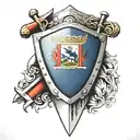 knife with haitian flag shield tattoo design idea