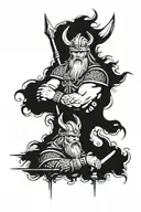 viking and odin hanging tattoo design idea