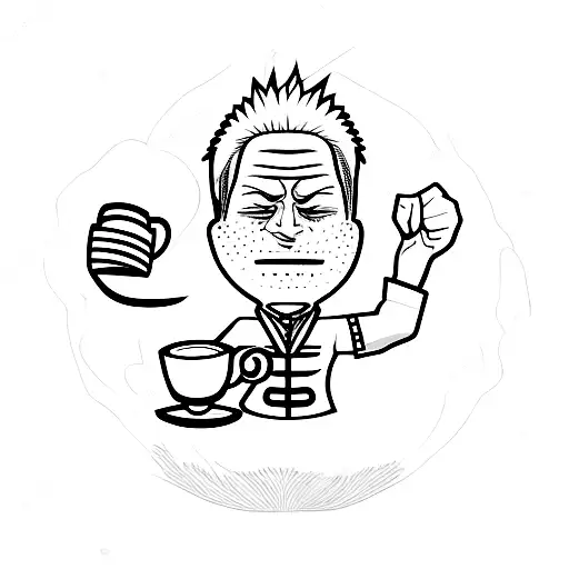 A Jujutsu Kaisen character holding a coffee mug tattoo design idea