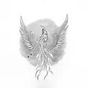 phoenix with oak tree and mosaic background tattoo design idea