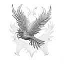 phoenix with oak tree and mosaic background tattoo design idea