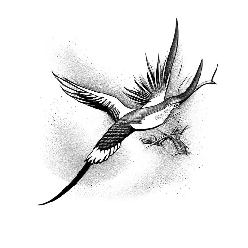 scissor tail bird on a branch tattoo design idea