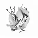 scissor tail and Cardinal on a branch tattoo design idea