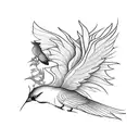 scissor tail and Cardinal on a branch tattoo design idea