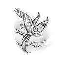 scissor tail and Cardinal on a branch tattoo design idea