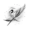 scissor tail bird on a branch tattoo design idea
