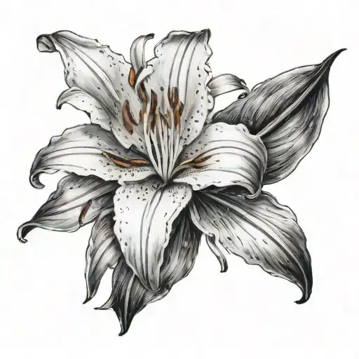 Transparent Lily flower blooming tattoo design idea