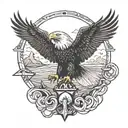 Bald Eagle flying toward the sun while carrying an anchor in it's talons.  tattoo design idea
