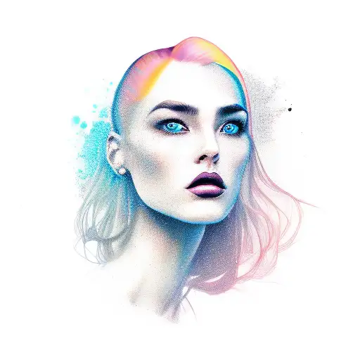 woman side profile portrait tattoo design idea