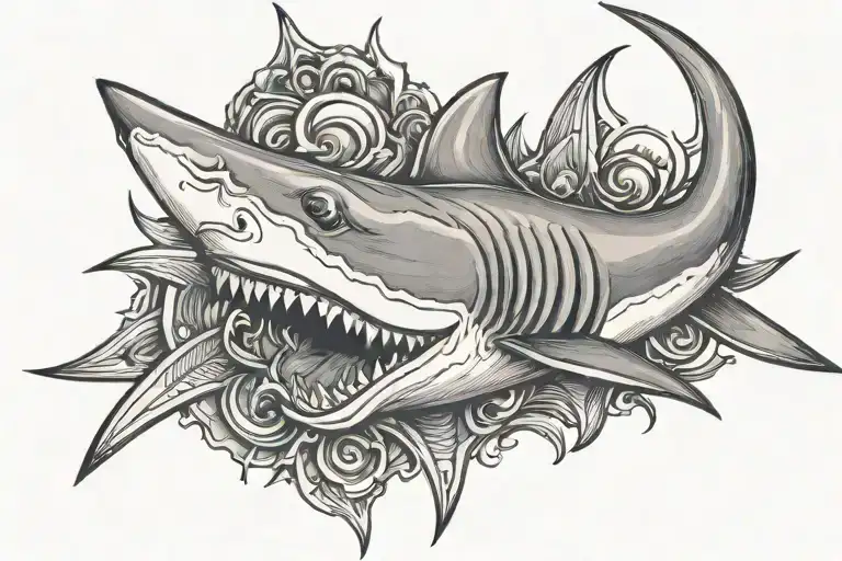 224 with shark tooth tattoo design idea