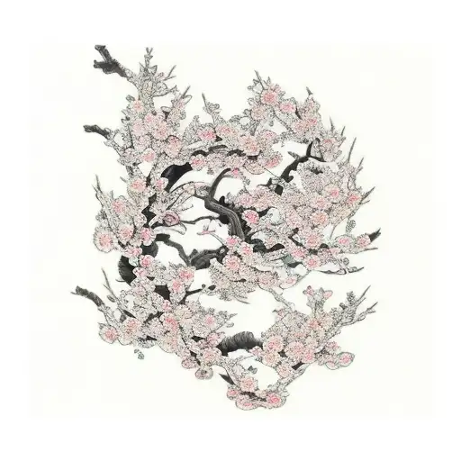 Japanese Cherry Blossom Arm Sleeve Tattoo Idea - BlackInk AI