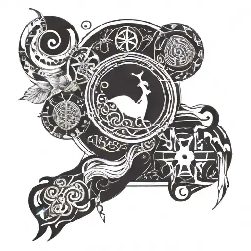 Combine elements of ancient Turkish art with a modern twist, incorporating symbols of Sky Tengri tattoo design idea