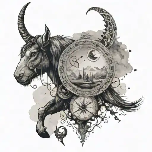 Combine elements of ancient Turkish art with a modern twist, incorporating symbols of Sky Tengri tattoo design idea