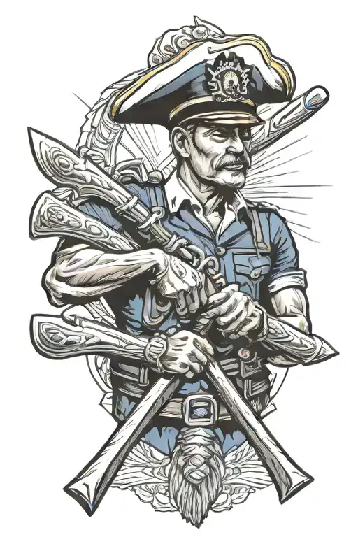 navy chief holding tomahawk tattoo design idea