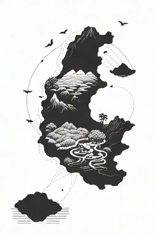 Pico Azores island landscape tattoo design idea